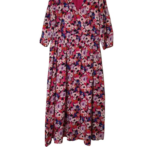 Women's Cotton Surplice-Neck 3/4-Sleeve Midi Dress - Picture 4 of 7